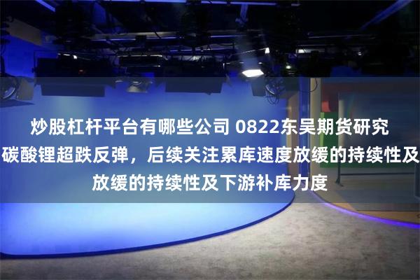 炒股杠杆平台有哪些公司 0822东吴期货研究所策略参考｜碳酸锂超跌反弹，后续关注累库速度放缓的持续性及下游补库力度