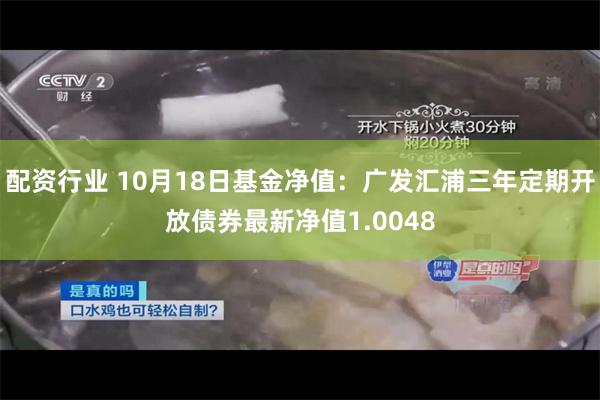 配资行业 10月18日基金净值：广发汇浦三年定期开放债券最新净值1.0048